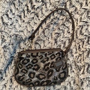 Coach silver leopard wristlet